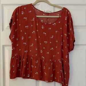 Pink Rose Terracotta Floral Blouse